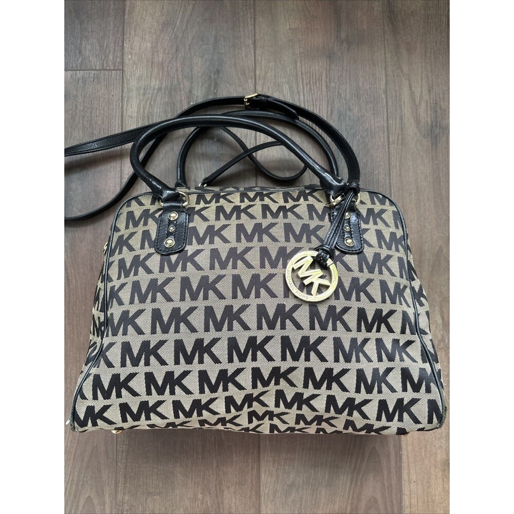 MICHAEL KORS Veronica Convertbl Dome Monogram Satchel Designer Y2K 90s Boho Logo